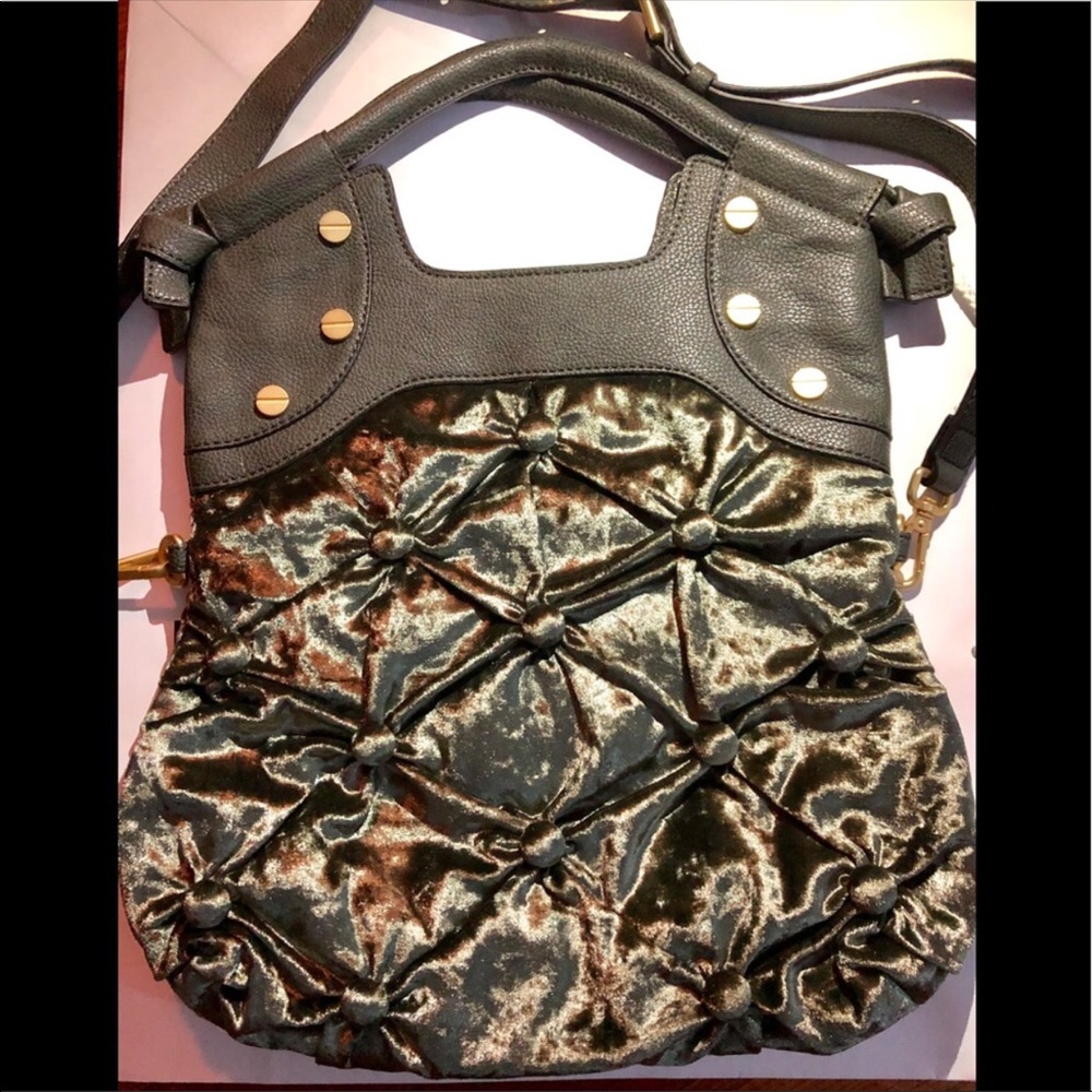 FOLEY AND CORINNA OLIVE VELVET DISCO BAG